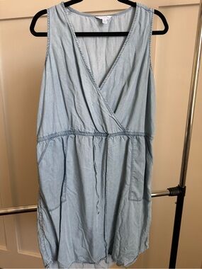 Time and Tru Light Blue Sleeveless Wrap Midi Dress